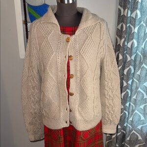 Hand Made Button Up Cable Knit Cardigan Sweater SZ Medium